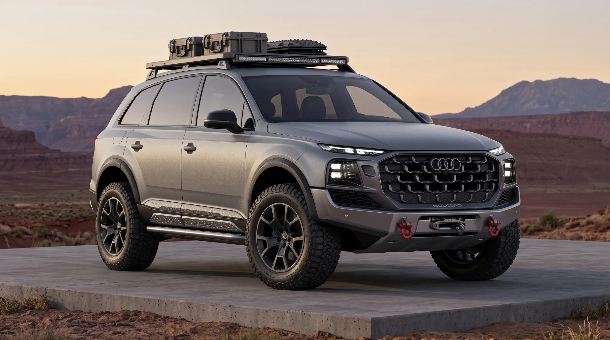 Audi končno napada G-razred in Defender: električni terenec z Scoutovimi kostmi in dosegom čez 800 km